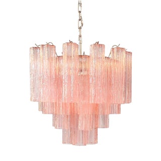 Italian Pink Murano Glass Chandelier, 1970s For Sale