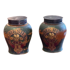 Pair of Late 18th Century Green Tobacco Jars