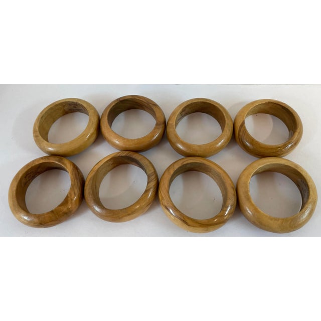 Mid-Century Modern Vintage Hand Made Wooden Napkin Rings - Set of 8 For Sale - Image 3 of 8