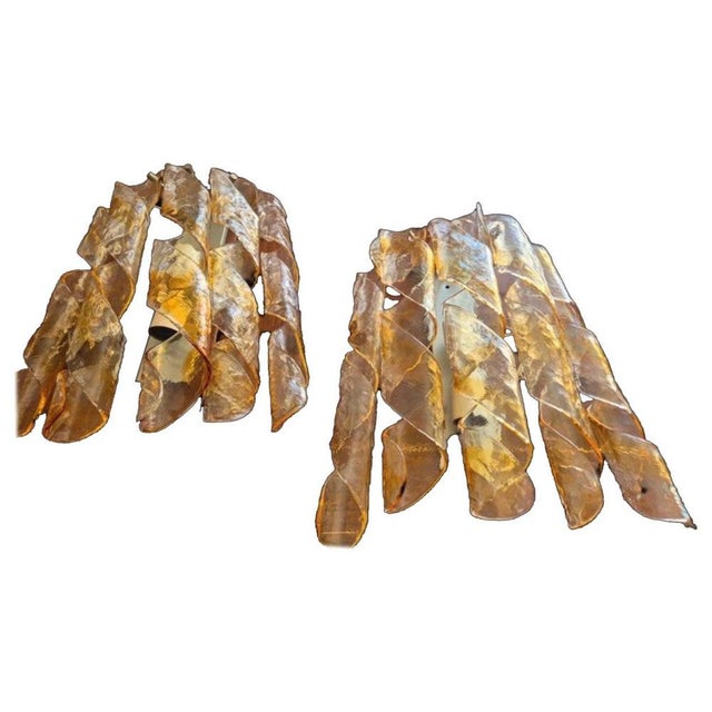 Two-Tone Murano Glass & Brass Wall Sconces, Italy, 1970, Set of 2 For Sale - Image 6 of 6