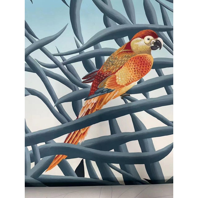 French Hand-Painted Rousseau, Hand-Painted Panoramic Wallpaper For Sale - Image 3 of 9