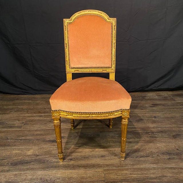 French 19th Century Giltwood and Mohair Side Chairs From Salon Set -a Pair For Sale - Image 3 of 12