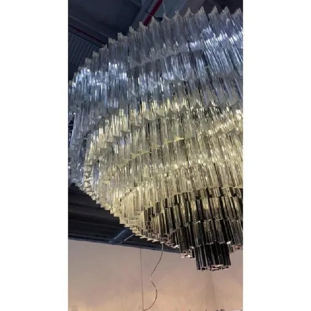 Early 21st Century Transparent and Black Triedro Murano Glass Chandelier by Simong For Sale - Image 5 of 10