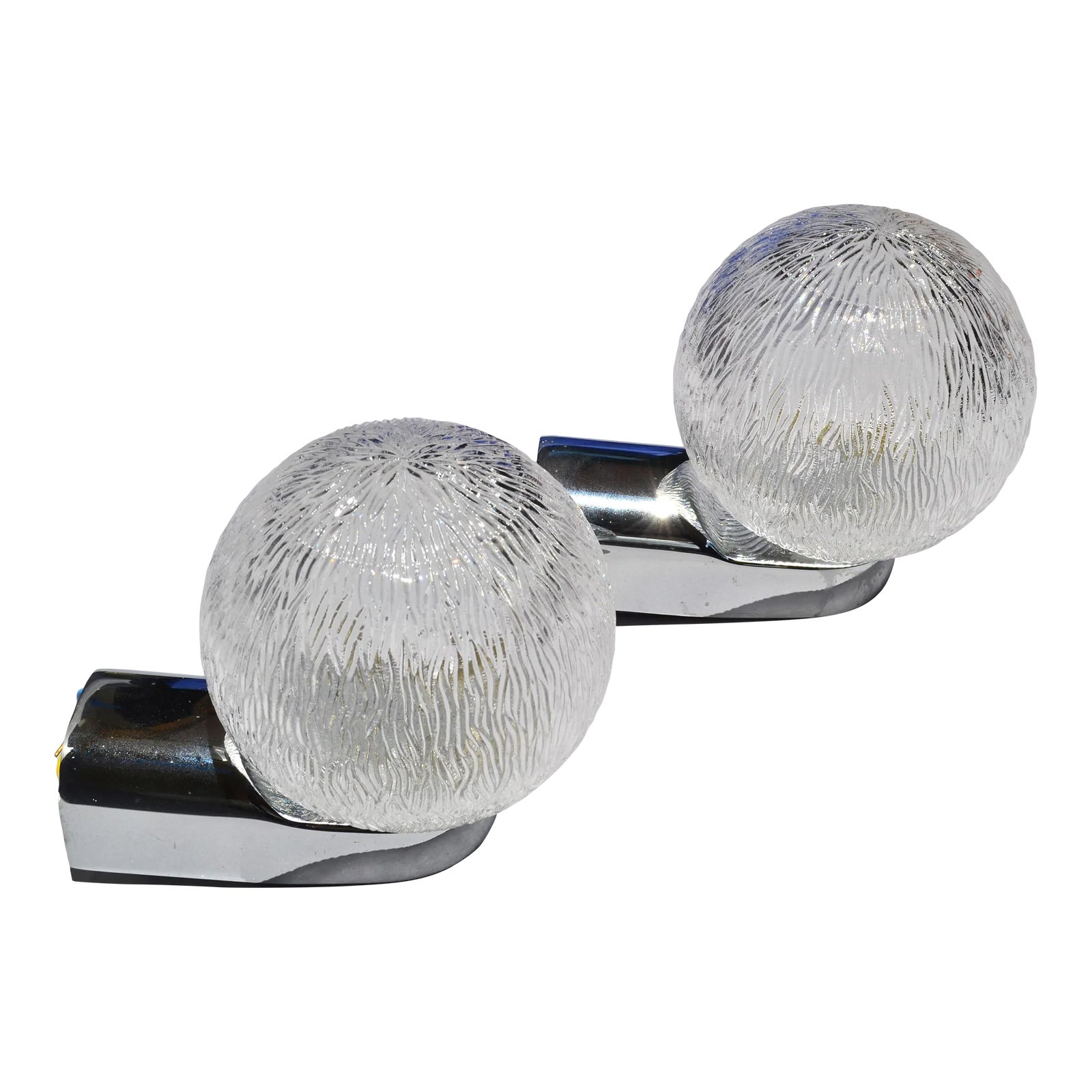 Keuco Lighting Germany Sconces in Chromed Bronze & Glass Shades a