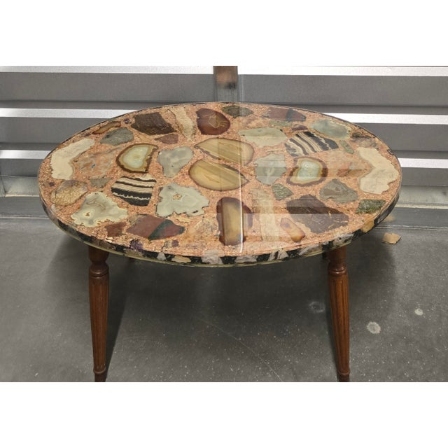 Mid-Century Modern Vintage Semi-Precious Stones Lucite Encased Coffee Table Folk Art Boho Chic Mid-Century MCM For Sale - Image 3 of 10