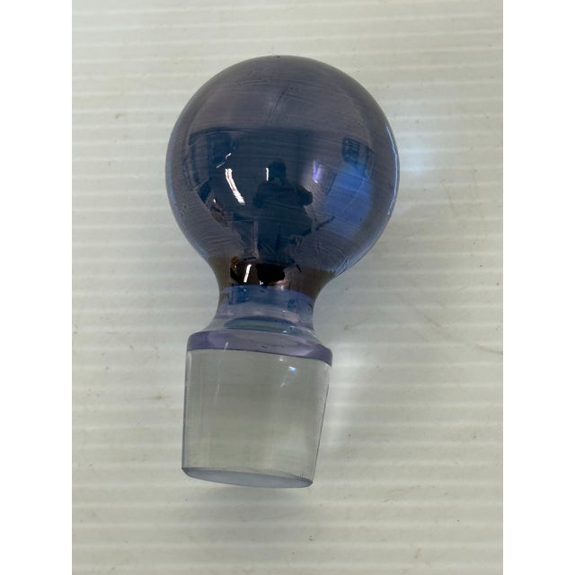 Crystal Blue Cut Decanter + Matching Tumblr, Pair For Sale - Image 11 of 12