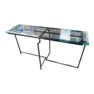 Post Modern Steel and Glass French 1950s Console Table For Sale