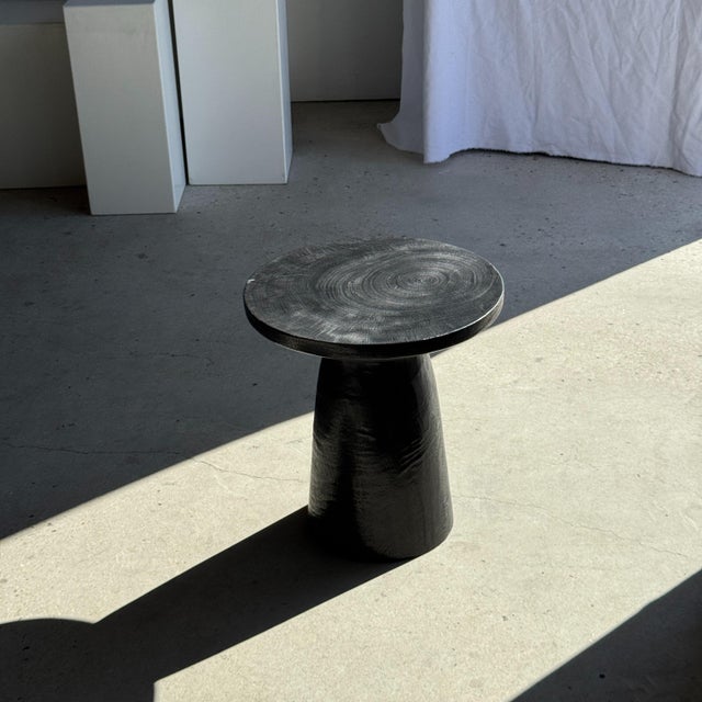 Side Table in Black Mango Wood with Minimalist Conical Base, 1980s For Sale - Image 11 of 11
