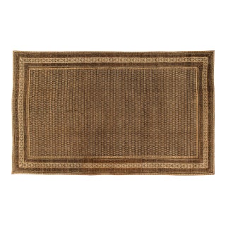 Antique Indian Agra Brown Hand Knotted Wool Rug For Sale