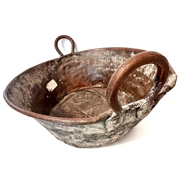 19th Century Monumental Hand-Hammered Primitive Copper Basin For Sale In San Antonio - Image 6 of 16