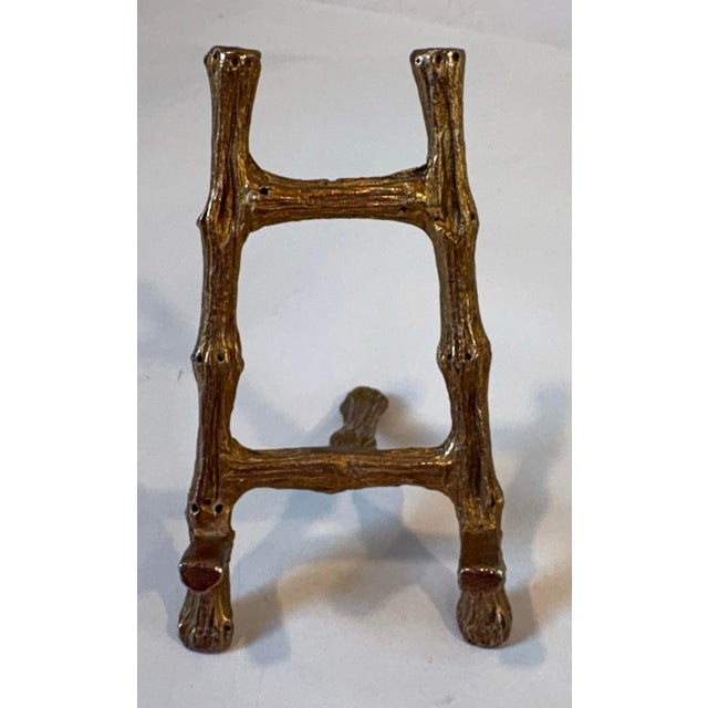 Gold Vintage Faux Bamboo Gold Metal Petite Table Easel For Sale - Image 8 of 8