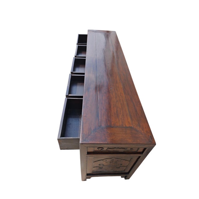 19th Century Chinese Elm 90" Long Writing Desk For Sale - Image 13 of 13