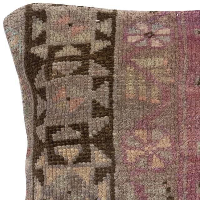 Traditional 16"x16" Rustic Handmade Cushion Cover. Vintage Rug Pillow. Turkish Toss Pillow For Sale - Image 3 of 4