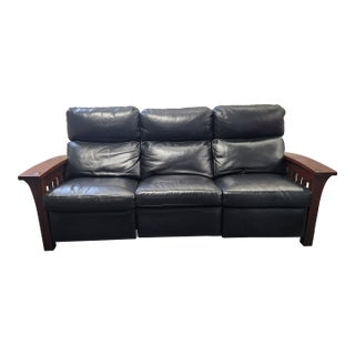 Stickly Mission Style Powered Leather Reclining Ends Sofa / Couch For Sale