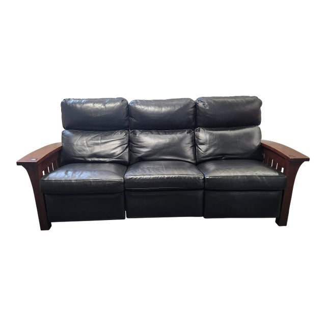 Stickly Mission Style Powered Leather Reclining Ends Sofa / Couch For Sale