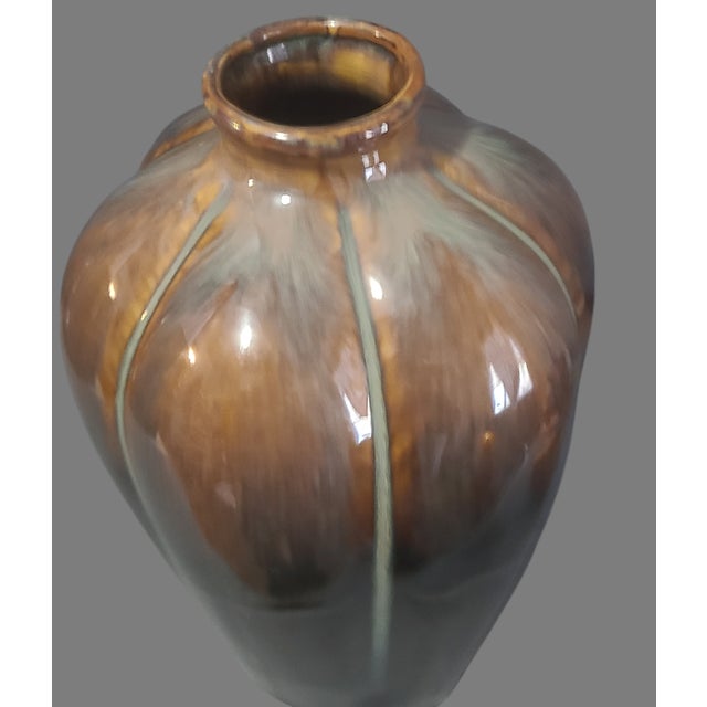 Late 20th Century Vintage Mid-Century Modern Glazed Art Pottery Earthtone Vase For Sale - Image 5 of 8