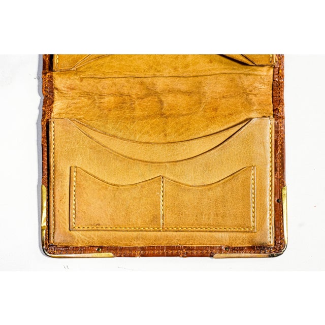 Rare Antique English Victorian Leather 9k Gold Corners English Wallet Case For Sale - Image 10 of 13