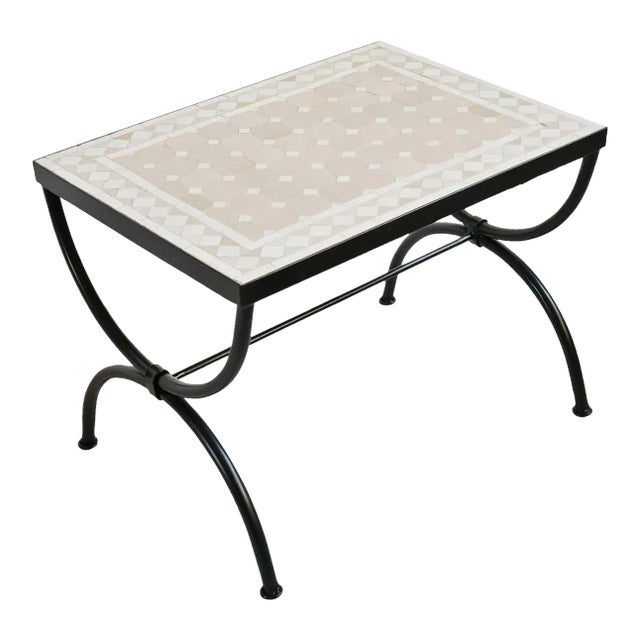 Outdoor Mosaic & Iron Side Table For Sale