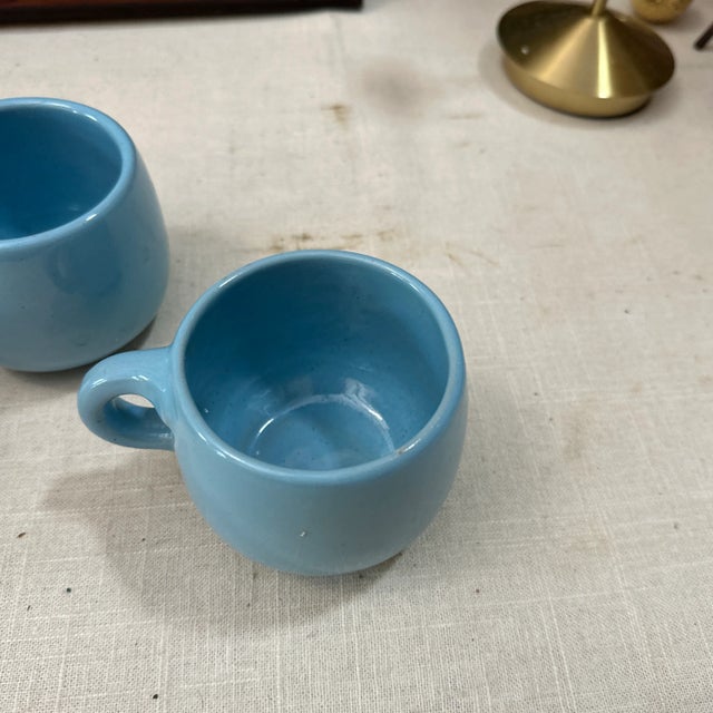 1970s 1970s Blue Frankoma Lazy Bones Ceramic Mugs- Set of 3 For Sale - Image 5 of 8