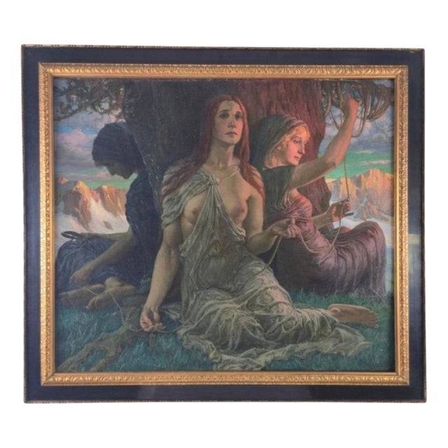Martin Wiegand, The Three Fates, Oil on Canvas, Framed For Sale