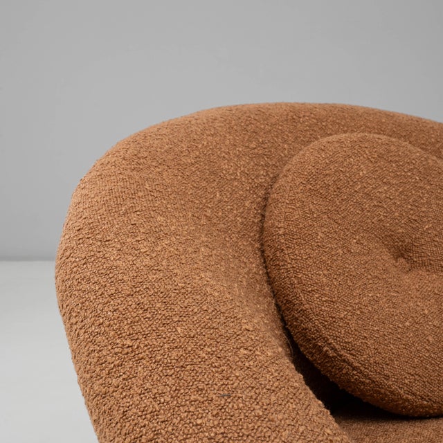 20th Century French Orange Upholstered Armchair with Pillow For Sale - Image 10 of 18