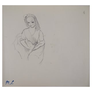 Marie Laurencin, Seated Woman, Original Pencil Drawing For Sale