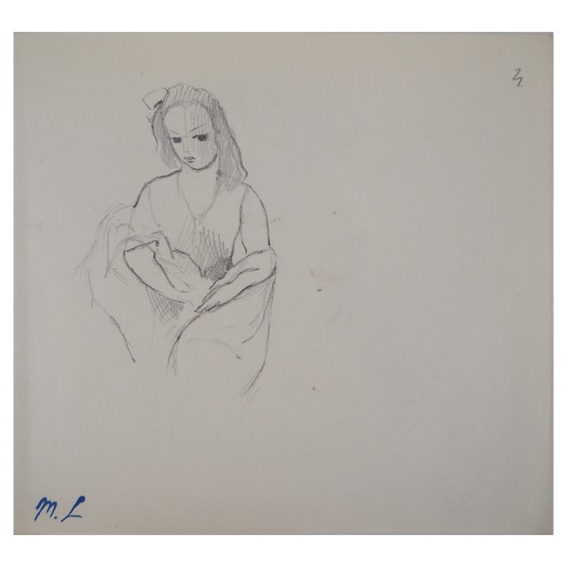 Marie Laurencin, Seated Woman, Original Pencil Drawing For Sale