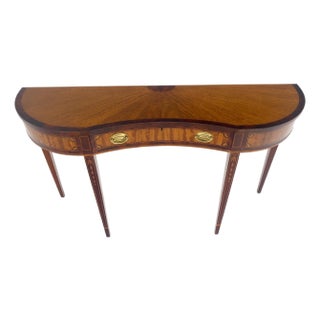 Satinwood Very Fine Inlayed Serpentine Front One Drawer Console Sofa Table MINT! For Sale