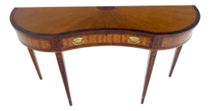 Satinwood Very Fine Inlayed Serpentine Front One Drawer Console Sofa Table MINT!