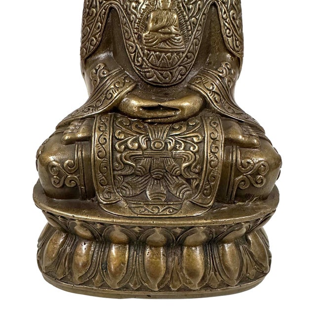 Chinese Mid 20th Century Chinese Bronze Shakyamuni/Amitabha Buddha Statue For Sale - Image 3 of 11