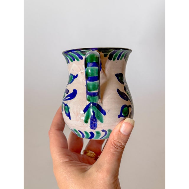 Spanish Fajalauza Majolica Hand Painted Large Creamer Pitcher For Sale - Image 12 of 17