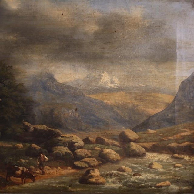 Italian Artist, Landscape, 1846, Oil on Canvas For Sale - Image 3 of 17