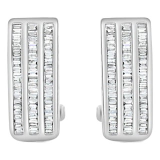 Baguette Diamond Omega Clip On Earrings, 2 Pieces For Sale