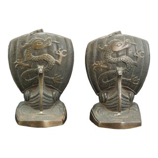 Dragon Sail Augsburg Iron Viking Ship Bookends Circa 1925 For Sale