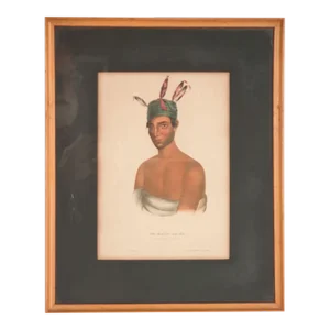 Hand-Colored Engraving of American Indians, 19th Century
