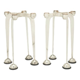 Pair of Post Modern Lino Sabattini Harmony 1989 Candlesticks Silverplate For Sale