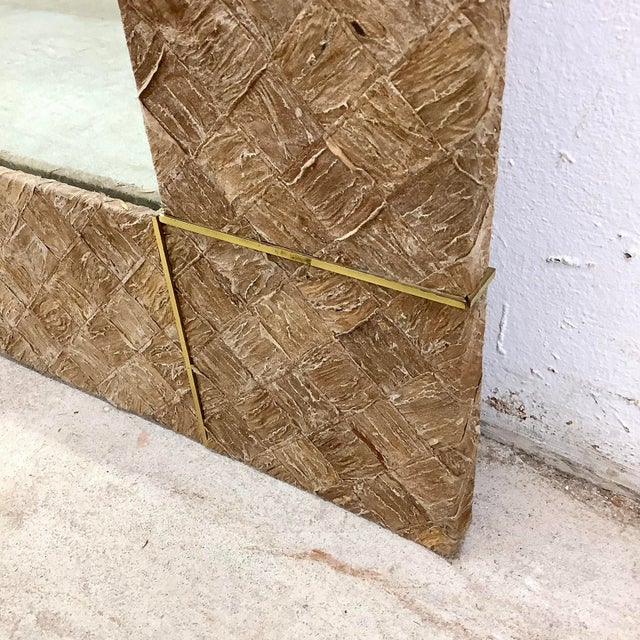 Vintage Square Textile Finish Wall Mirror For Sale In Philadelphia - Image 6 of 12