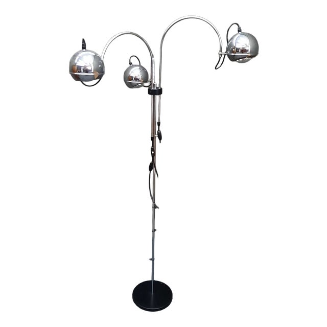 Space Age Chrome 3-Armed Floor Lamp from Gepo, Amsterdam, 1970s For Sale