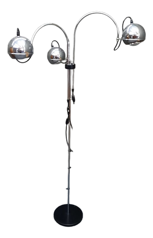 Space Age Chrome 3-Armed Floor Lamp from Gepo, Amsterdam, 1970s