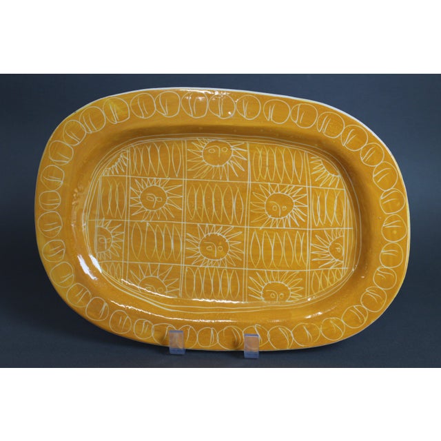 Yellow Vintage French Ceramic Platter by Jacques Pouchain, 1950s For Sale - Image 8 of 18