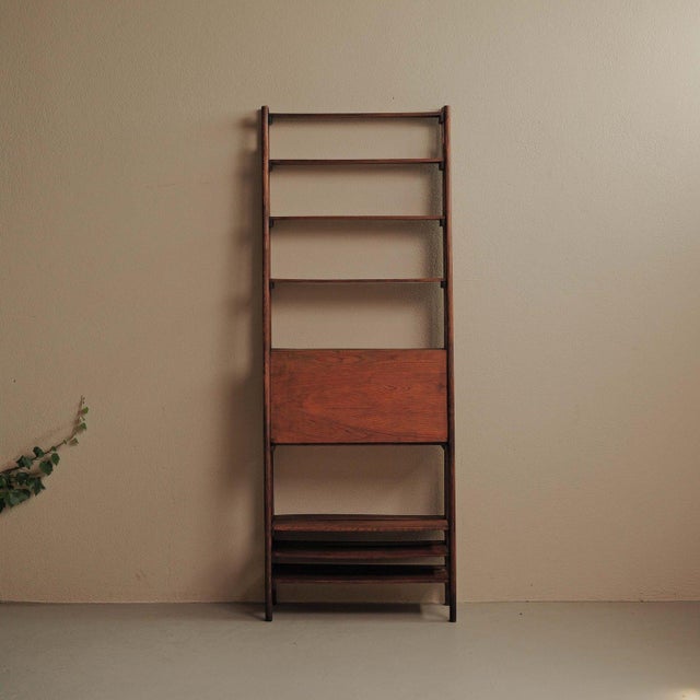 Architectural Pine and Oak Secretary Bookcase, France, 1960 For Sale - Image 6 of 18