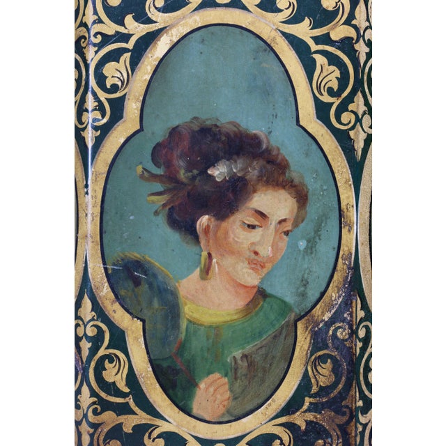 Green Victorian Tole Teacannisters - a Pair For Sale - Image 8 of 13