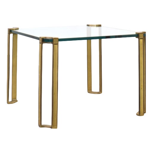 Hollywood Regency Brass and Glass Coffee Table by Peter Ghyczy, 1970s For Sale