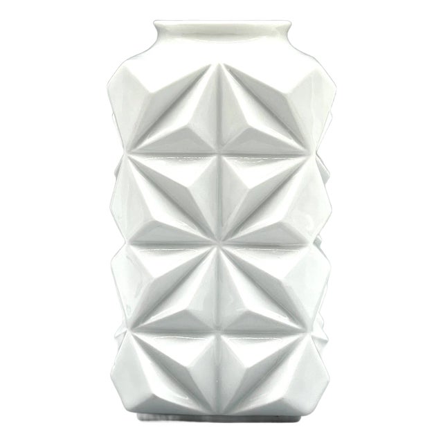 Mid-Century White Porcelain Diamond Vase from Schumann, 1950s For Sale