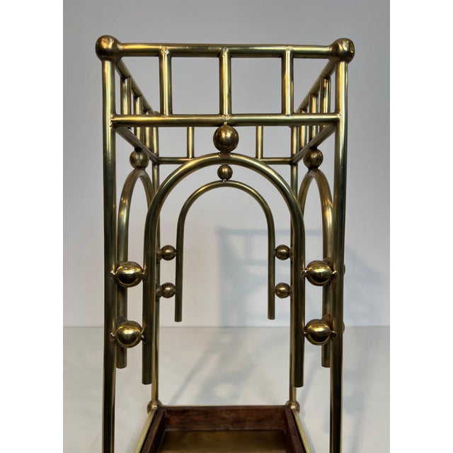 1900 - 1909 1900s The Modernist Brass Umbrella Stand in the Style of Joseph Hoffmann For Sale - Image 5 of 12