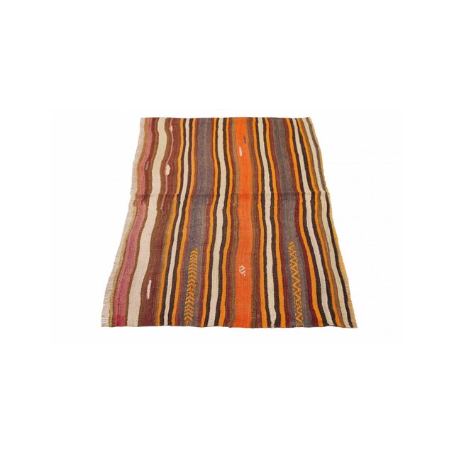 Small Vintage Striped Kilim Rug - 2`7" X 5`0" For Sale - Image 4 of 6