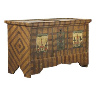 Painted Folk Art Chest, 1834 For Sale