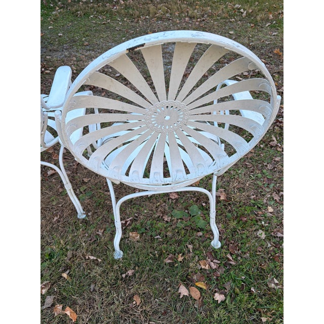 Rustic European Pair Vintage Francois Carre Sunburst Armchairs, Attributed For Sale - Image 3 of 7