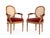 Late 20th Century Pair of Louis XVI Style Red Velvet Upholstered Cane Paneled Walnut Fauteuils For Sale - Image 5 of 13