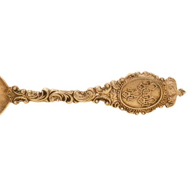 French Antique 19th Century "Le Chien D'Or" Quebec Silver Plated Souvenir Spoon With Historic 1736 Inscription For Sale - Image 3 of 4
